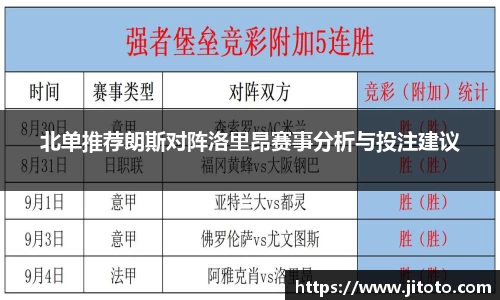 北单推荐朗斯对阵洛里昂赛事分析与投注建议